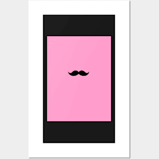 moustache- pink background Posters and Art